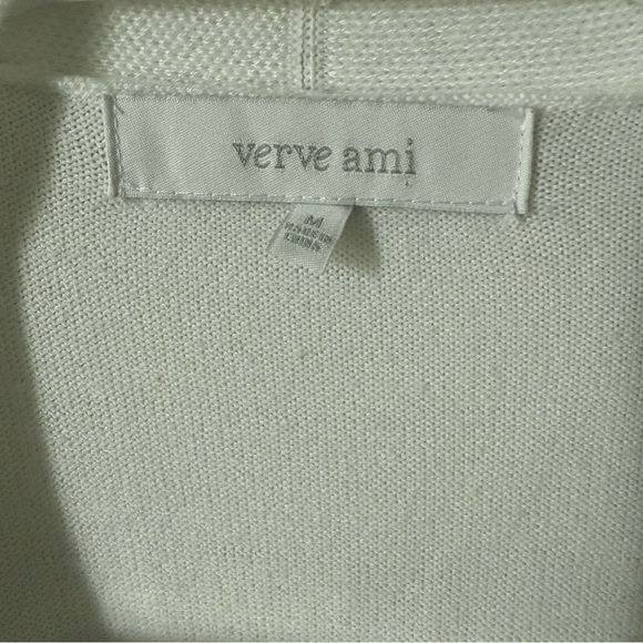 Verve Ami Mauve Pink and White Striped Long Sleeve Cottagecore Cardigan Sweater - Picture 2 of 5